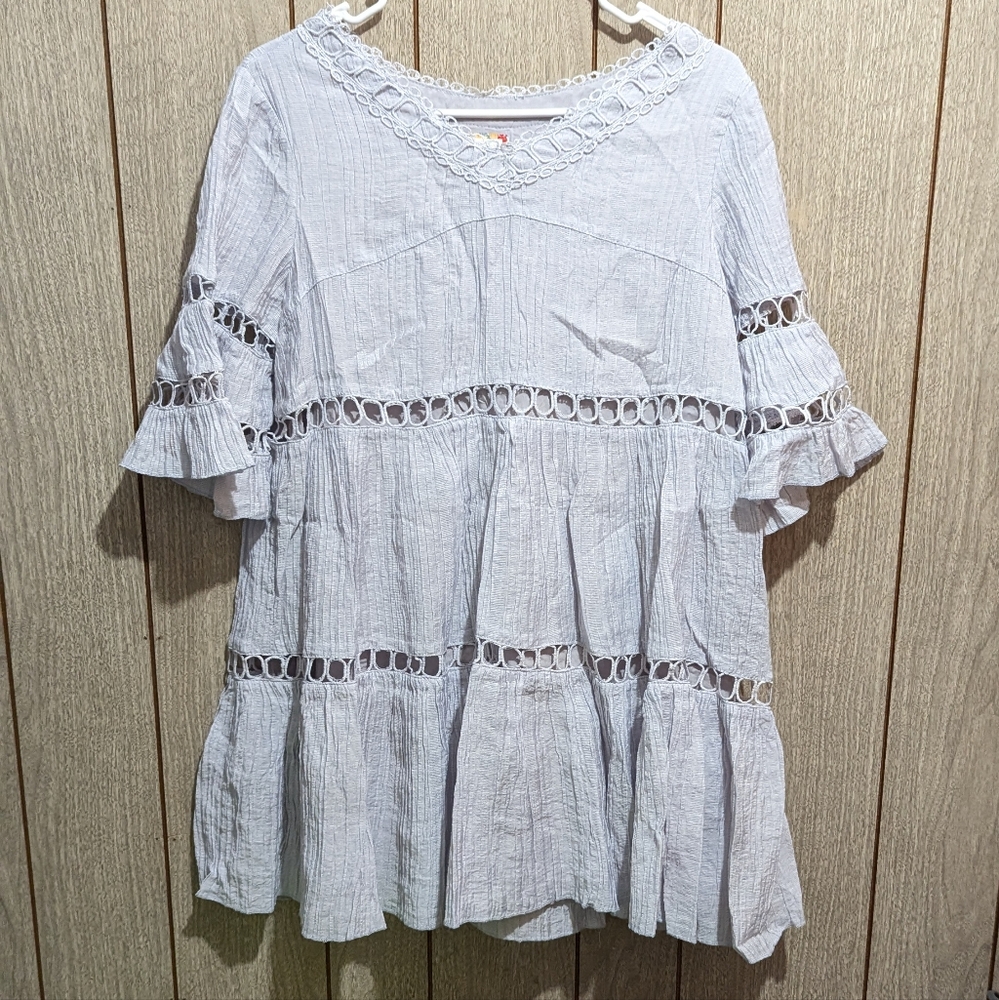 Anthropologie eri + ali Lavender Clara Lace Swing Dress SP Small Petite - Picture 2 of 8